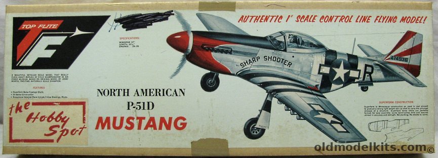 Top Flite 1/12 North American P-51D Mustang - 37 Inch Wingspan Control Line Flying Model, S-3 plastic model kit